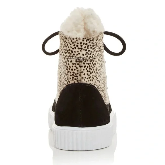 AQUA Womens Mini Pony Dots Beige Faux Fur Platform Hi Top Sneakers sz 8 NWT - Picture 3 of 11